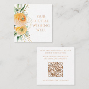 Digital Wishing-brunn QR-Blommigt Bröllop Tilläggskort