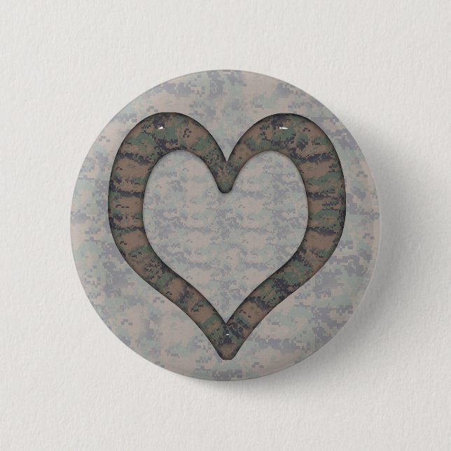 Digital Woodland Camouflage Heart på Camo Knapp (Framsida)