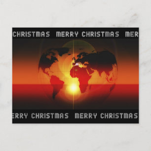 Digital World Globe God jul Orange Helg Vykort
