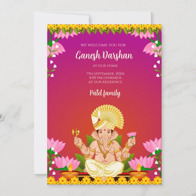 Digitala Ganesh-inbjudningar Ganpati-inbjudningar  Inbjudningar (Framsida)