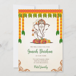 Digitala Ganpati-inbjudningar Ganesh Darshan-kort Inbjudningar