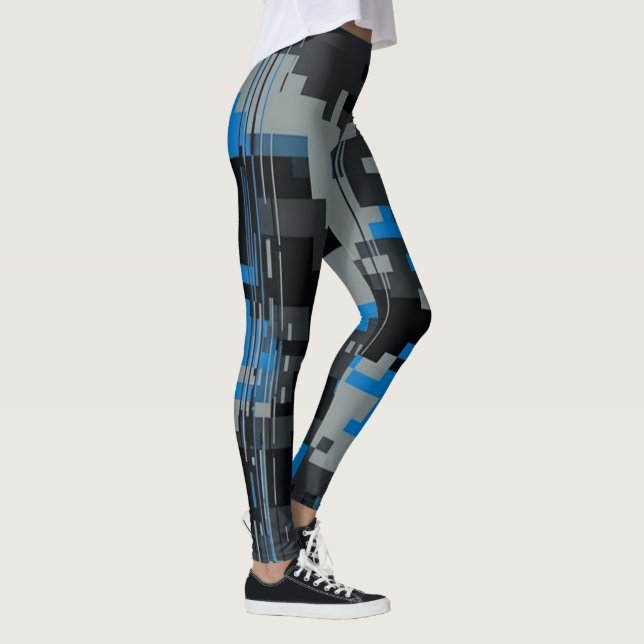 Digitala Glitch Kamouflage Leggings - Cyberpunk Kv (Höger)