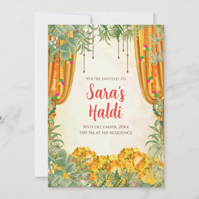 Digitala Haldi-inbjudningar Bröllops Haldi-inbjudn Inbjudningar (Framsida)