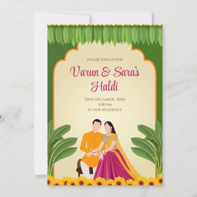 Digitala Haldi-inbjudningar & Digitala Haldi-inbju Inbjudningar (Framsida)