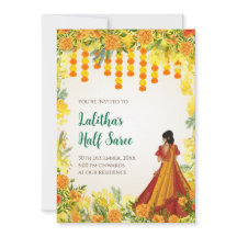 Digitala Half Saree-funktionsinbjudningar