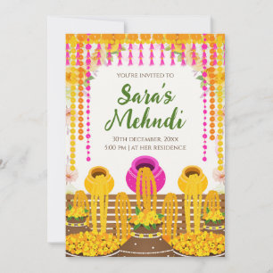Digitala Henna-fest-inbjudningar & Haldi-inbjudan Inbjudningar