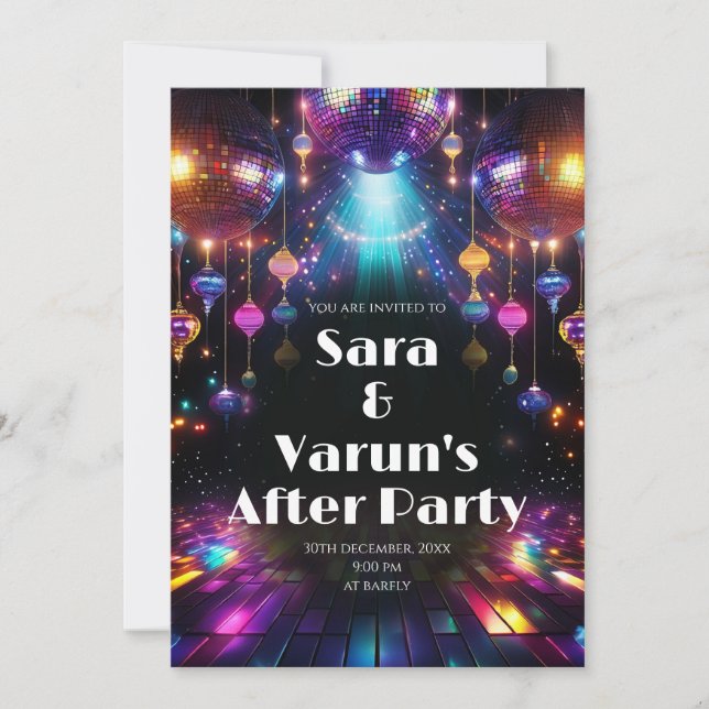 Digitala Indiska Ungdomsparty Inbjudan & Bröllop (Framsida)