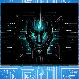 Digitala robotar för artificiell intelligens poster