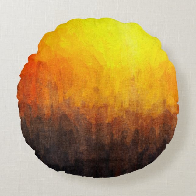 Digitala strukturer för målning. Abstrakt art vint Rund Kudde (Framsidan)