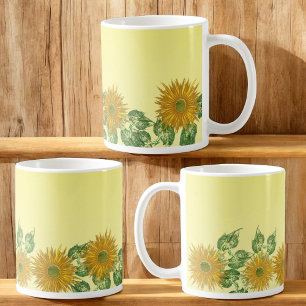 Digitalblommor och Löv Grund Gräns Kaffemugg