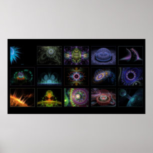 digitalgrönt liv fractal collage poster