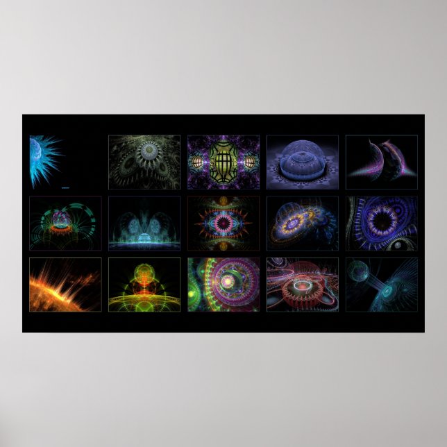 digitalgrönt liv fractal collage poster (Framsidan)