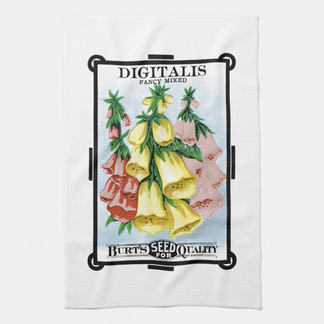 Digitalis Seed-paketetikett Kökshandduk (Vertikal)