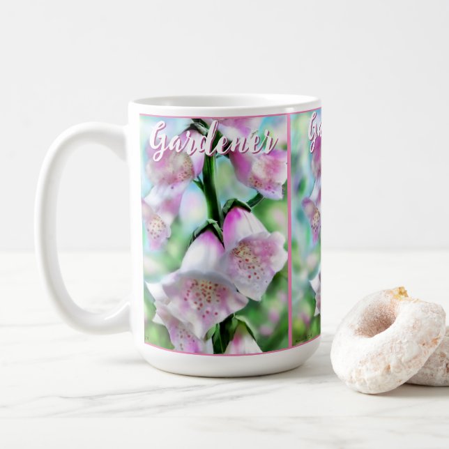 Digitalisblommor Blommig Rosa Trädgård Personlig Kaffemugg (Med munk)