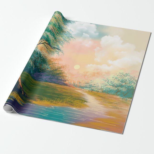 Digitalkonsmålningslandskap, flod i sprin presentpapper (Utrullad)