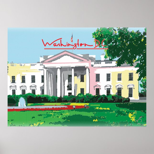 Digitalmålning i Washington DC - Vita huset Poster (Framsidan)