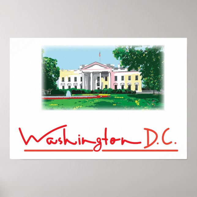 Digitalmålning i Washington DC - Vita huset Poster (Framsidan)