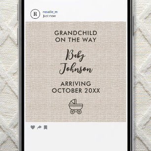 Digitalt barnbarn på väg Linne Lyx Baby Meddelande