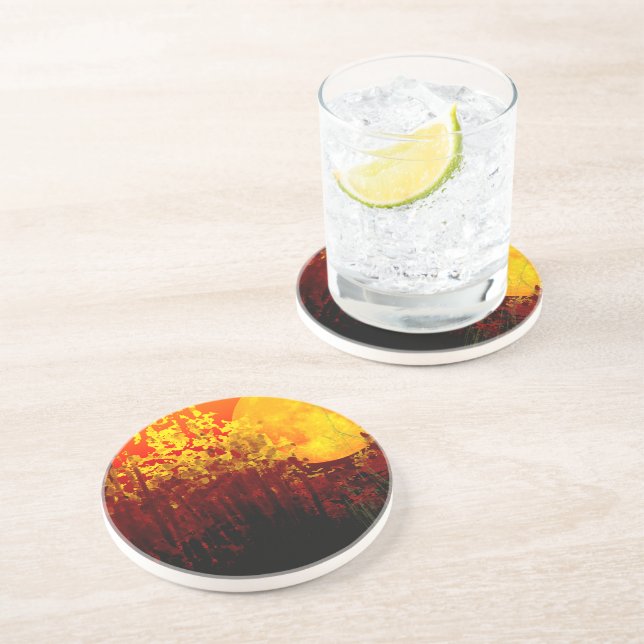 Digitalt belyst målning av Bamboo Måne Underlägg (Sidan)