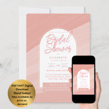 DIGITALT BRYLLUPSDUSCH-inbjudan Blush Dammig Rosa