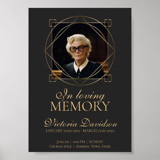 Digitalt dödsannonskort i mörkgrått poster (Framsidan)