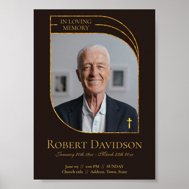 Digitalt dödsannonskort Mörkbrun Poster (Framsidan)