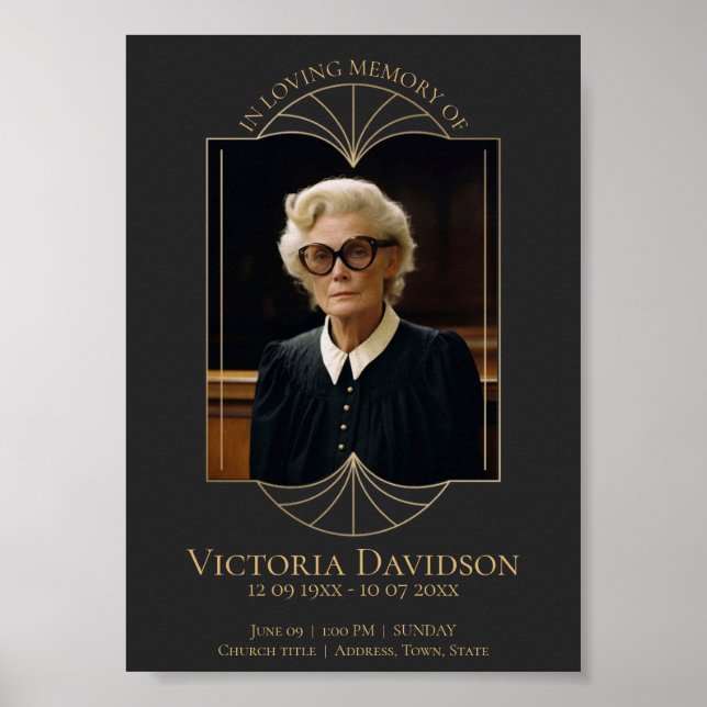 Digitalt dödsannonskort Mörkgrått Poster (Framsidan)