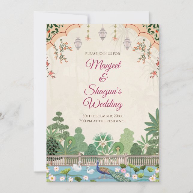 Digitalt indiskt bröllopskort Indisk bröllopsinbju Inbjudningar (Framsida)