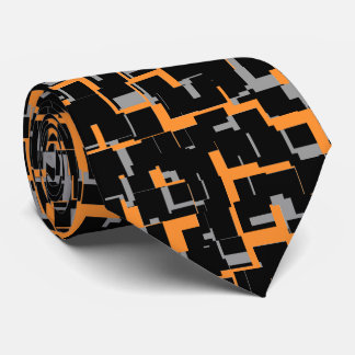 Digitalt kamouflage orange svart vitt mönster slips