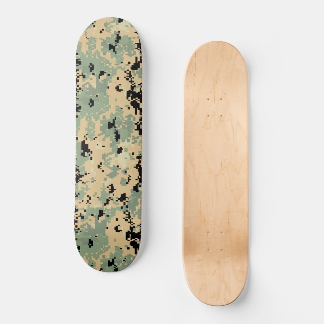 Digitalt kamouflage – Tan-Grün LG kamouflage mönst Old School Skateboard Bräda 21,6 Cm (Framsida)