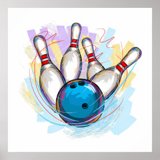 Digitalt målad Bowling-design Poster