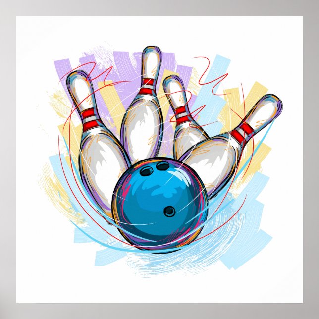 Digitalt målad Bowling-design Poster (Framsidan)
