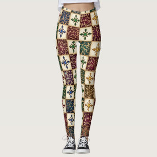Digitalt Mönster - Monokrom Tribal Konst Leggings