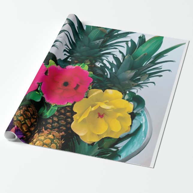 Digitalt omslagspapper med accent av Ananas Presentpapper (Utrullad)