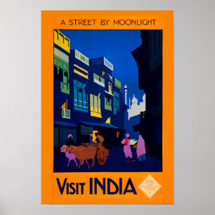 Digitalt raderad Vintage Indien Travel Poster