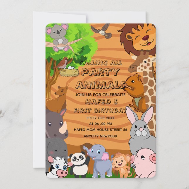 Digitalt redigerbart Calling All Party Animals-inb Spara Datumet (Framsida)
