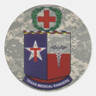 digitalt texas medicinska skogsvaktare inga blått runt klistermärke
