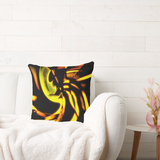 Digitalt trä med böjda prickar i gult till brunt kudde (Soffa)