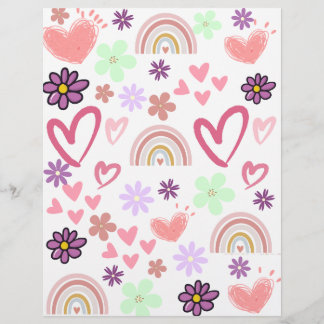 Digitalt Vattenfärg Blomma Skrap Papper