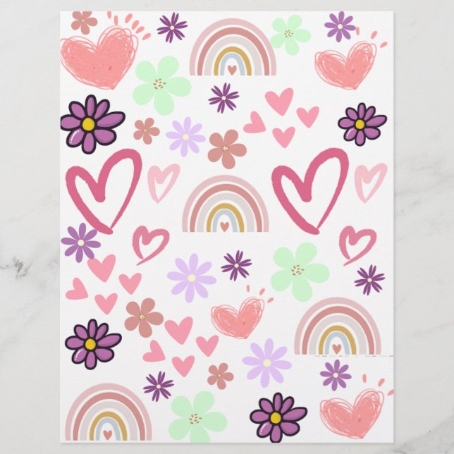 Digitalt Vattenfärg Blomma Skrap Papper (Framsida)
