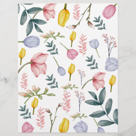 Digitalt Vattenfärg Blomma Skrap Papper