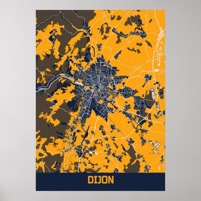 Dijon - Frankrike Bluefresh City Karta Poster (Framsidan)