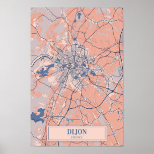 Dijon Frankrike Lättsam Stadskarta Resa Poster