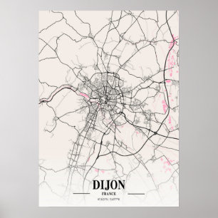 Dijon - Frankrike Neapolitan City Karta Poster