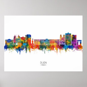 Dijon Frankrike Skyline Poster