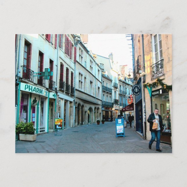 Dijon, gamla stadens shoppingområde vykort (Framsida)