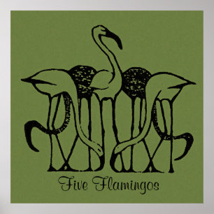 Dijsselhof - Fem Flamingos, bra art. Poster