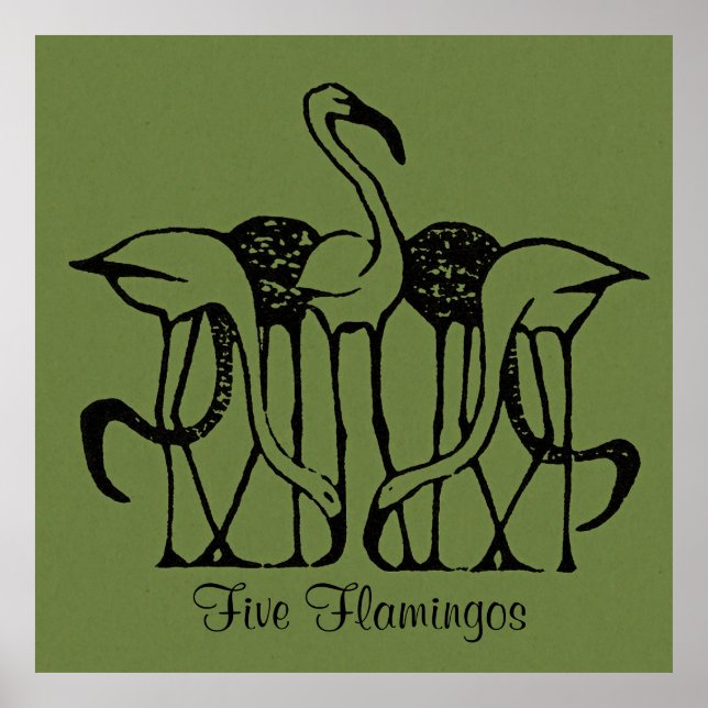 Dijsselhof - Fem Flamingos, bra art. Poster (Framsidan)