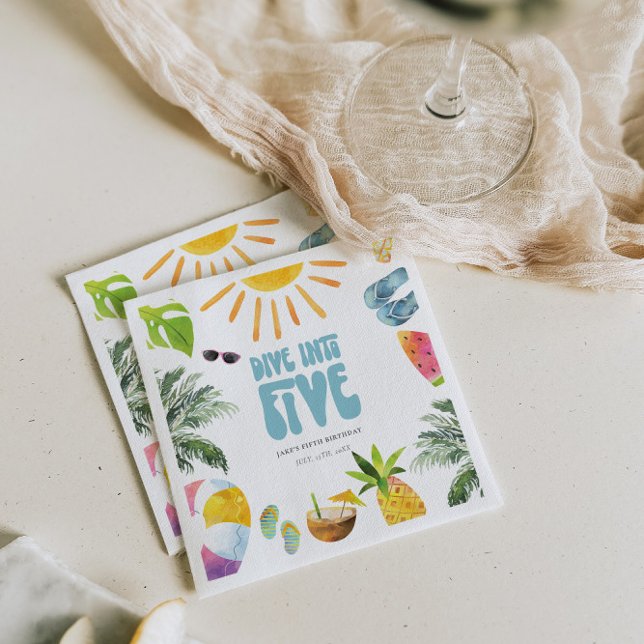 Dika in i Födelsedagsfesten Fem Bassäng Pappersservett (Skapare uppladdad)