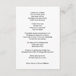 dikt "Aldrig Ensam" Tilläggskort